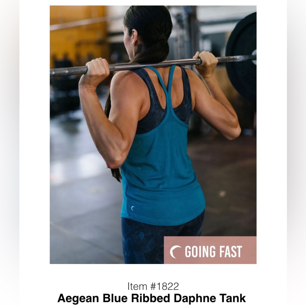 Zyia Daphne Ribbed Tank, Aegean Blue, Size L